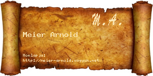 Meier Arnold névjegykártya